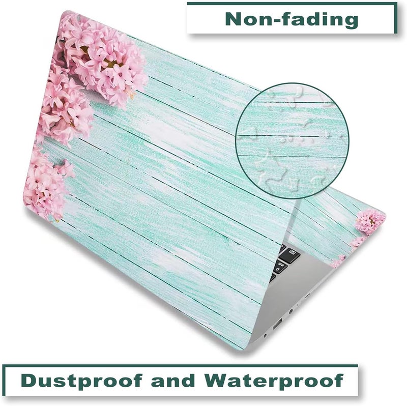 ARTSO 15.6 inch Laptop Notebook Skin Sticker Universal Soft Art Cover Decal Fits 12 13 13.3 14 15 15.4 15.6 inch Laptop Protector,Easy to Apply, Reusable, Wood Pink Flower - Image 3